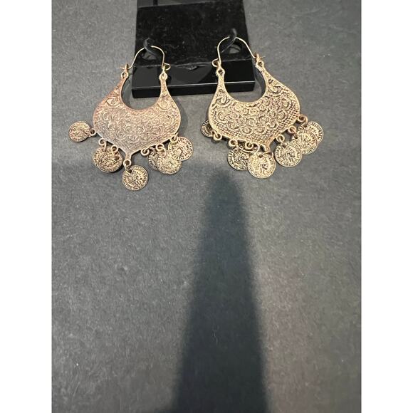 Egyptian Goddess Dangle Bronze Color Chandelier Earrings - Picture 4 of 6